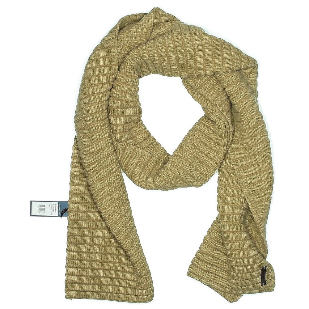 NWT Cole Haan Unisex Men Women Ribbed Tan Large Long Wide Scarf OS